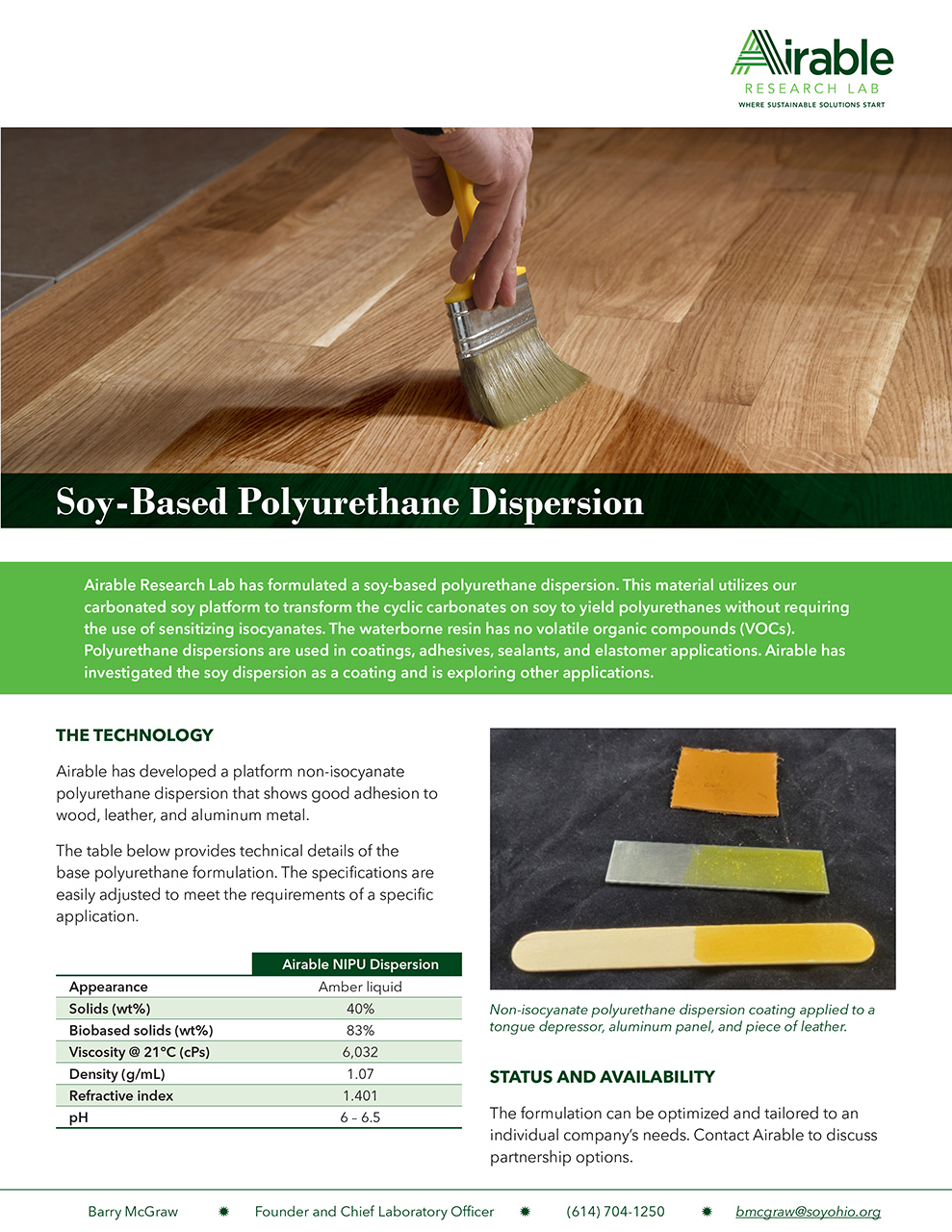Soy-Based Polyurethane Dispersion