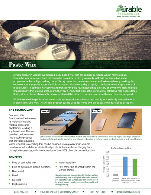 Soy-Based Paste Wax to Replace Carnauba